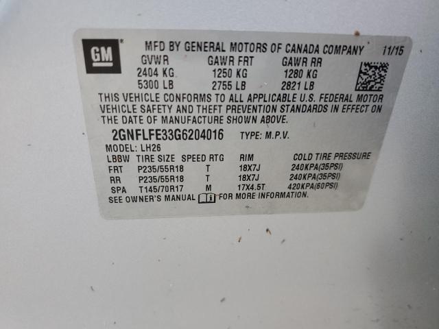 Photo 9 VIN: 2GNFLFE33G6204016 - CHEVROLET EQUINOX LT 