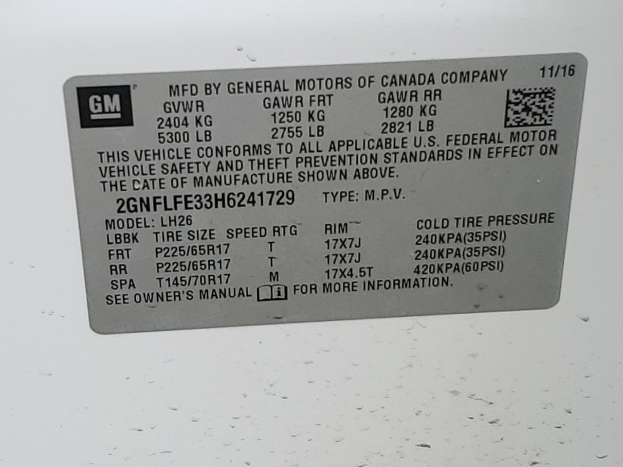 Photo 11 VIN: 2GNFLFE33H6241729 - CHEVROLET EQUINOX 