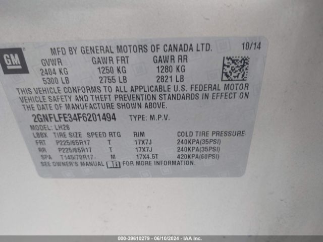 Photo 8 VIN: 2GNFLFE34F6201494 - CHEVROLET EQUINOX 