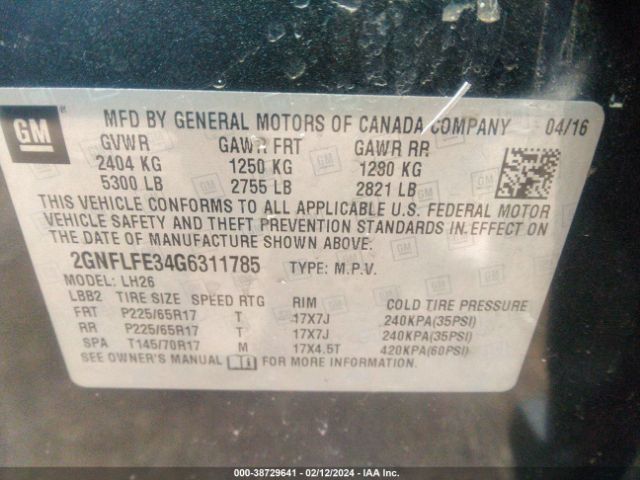 Photo 8 VIN: 2GNFLFE34G6311785 - CHEVROLET EQUINOX 