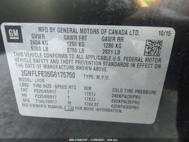 Photo 8 VIN: 2GNFLFE35G6175750 - CHEVROLET EQUINOX 