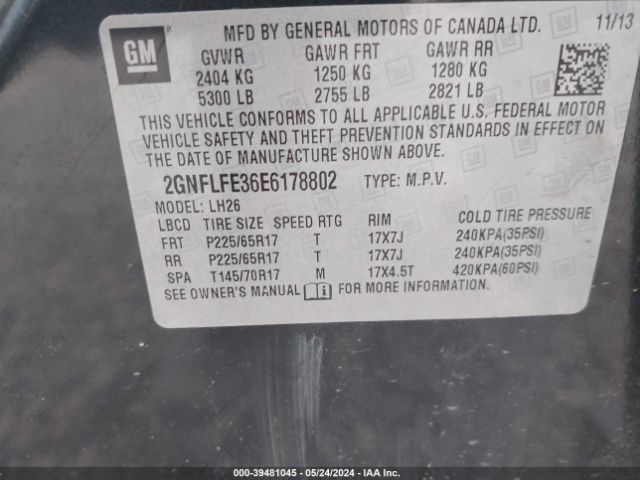 Photo 8 VIN: 2GNFLFE36E6178802 - CHEVROLET EQUINOX 