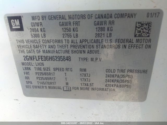 Photo 8 VIN: 2GNFLFE36H6295848 - CHEVROLET EQUINOX 