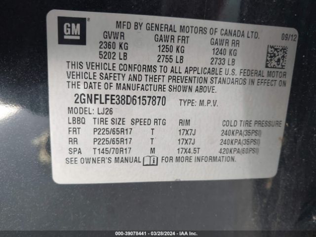 Photo 8 VIN: 2GNFLFE38D6157870 - CHEVROLET EQUINOX 