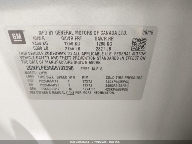 Photo 8 VIN: 2GNFLFE38G6102596 - CHEVROLET EQUINOX 