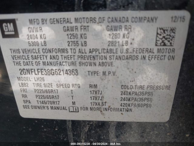 Photo 8 VIN: 2GNFLFE38G6214363 - CHEVROLET EQUINOX 