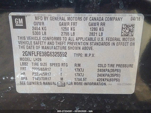 Photo 8 VIN: 2GNFLFE38G6325592 - CHEVROLET EQUINOX 