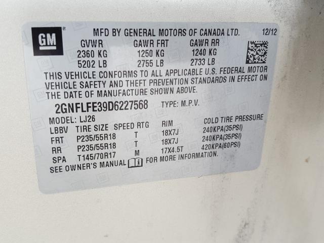 Photo 9 VIN: 2GNFLFE39D6227568 - CHEVROLET EQUINOX LT 