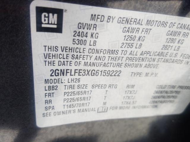 Photo 9 VIN: 2GNFLFE3XG6159222 - CHEVROLET EQUINOX LT 