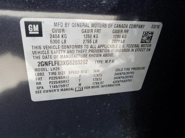 Photo 9 VIN: 2GNFLFE3XG6283202 - CHEVROLET EQUINOX LT 