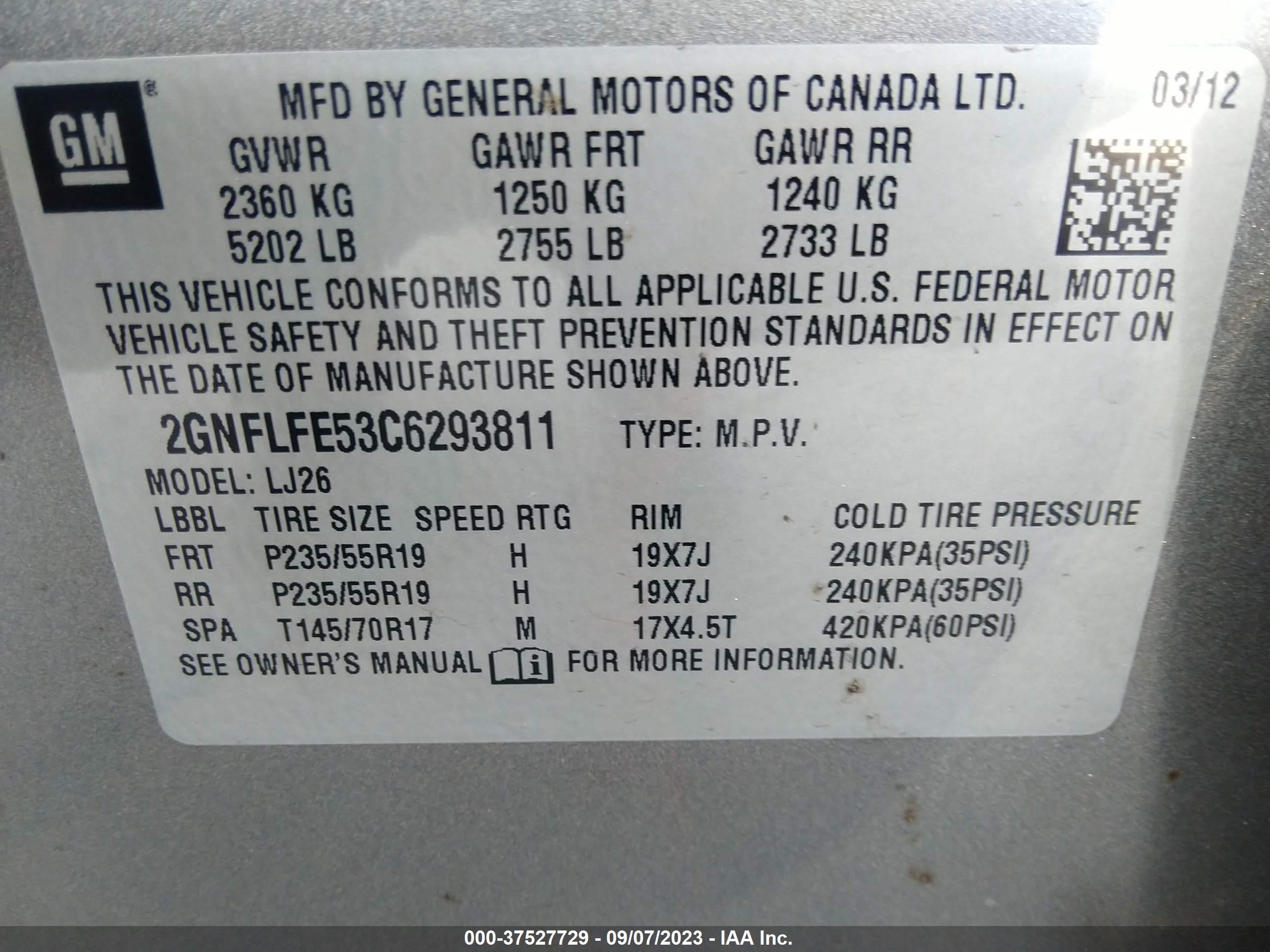 Photo 8 VIN: 2GNFLFE53C6293811 - CHEVROLET EQUINOX 