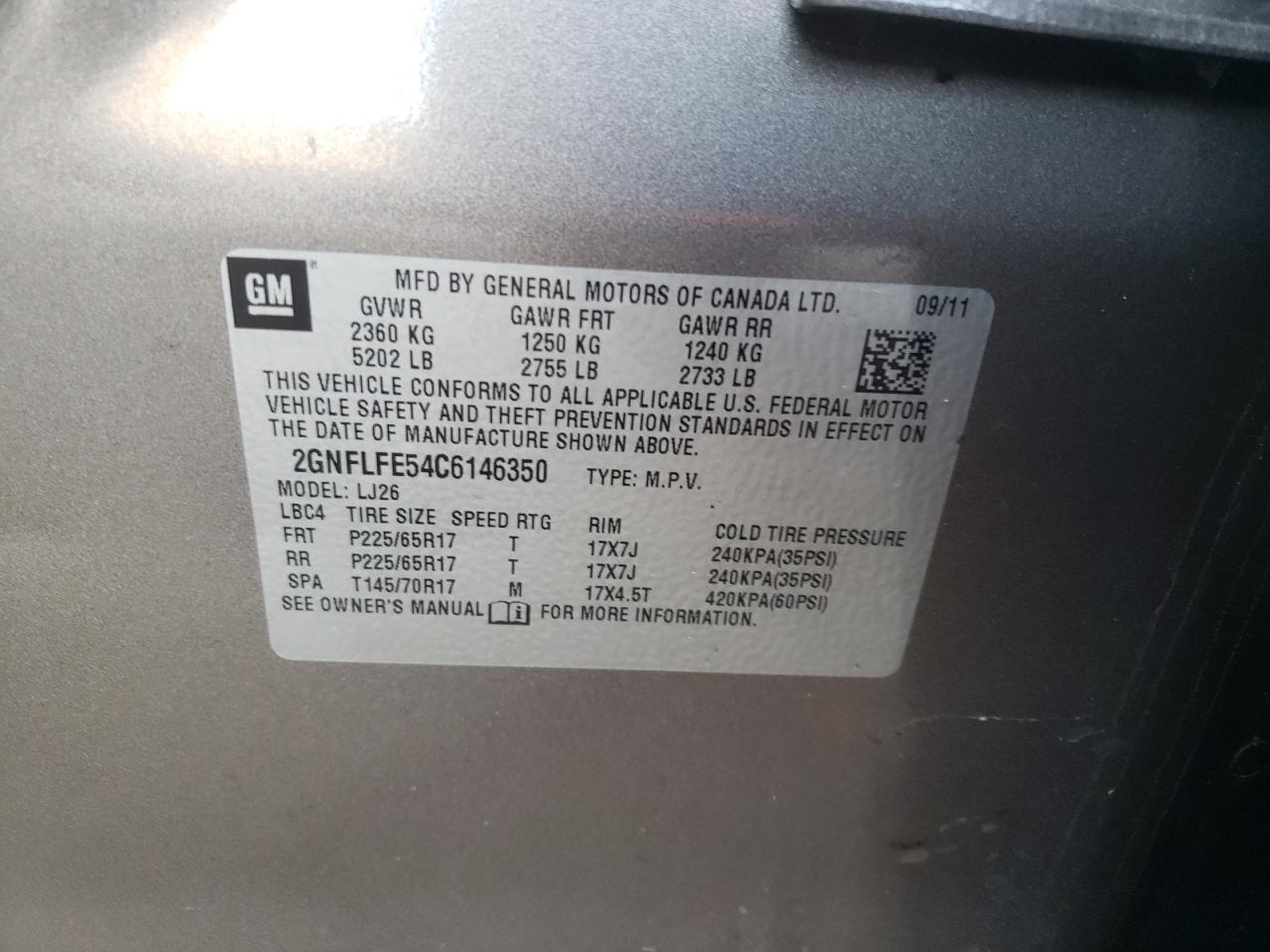 Photo 11 VIN: 2GNFLFE54C6146350 - CHEVROLET EQUINOX 