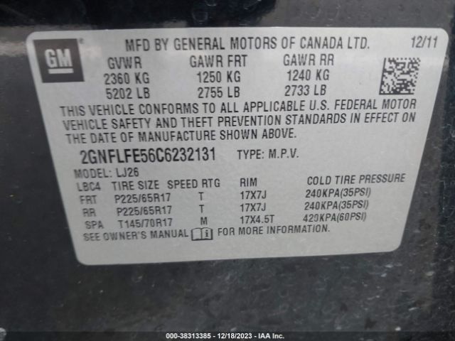 Photo 8 VIN: 2GNFLFE56C6232131 - CHEVROLET EQUINOX 