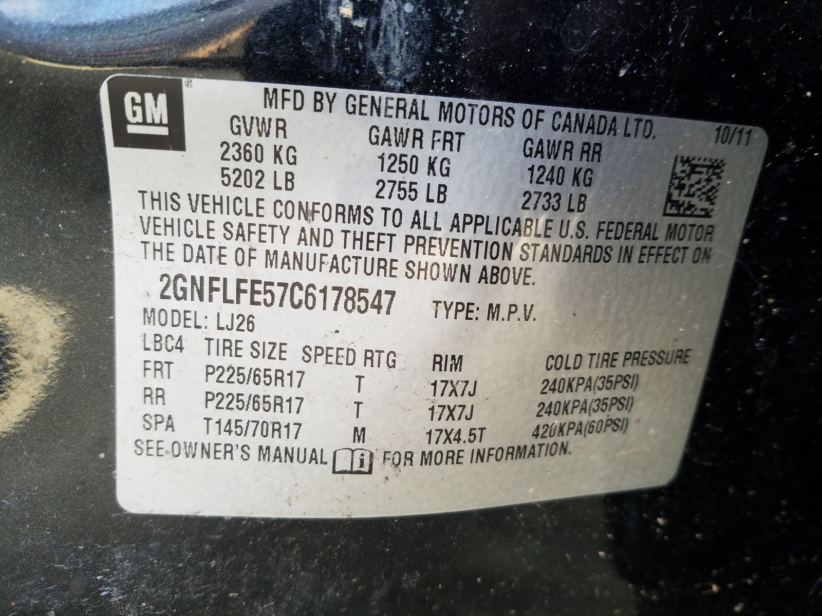 Photo 9 VIN: 2GNFLFE57C6178547 - CHEVROLET EQUINOX LT 