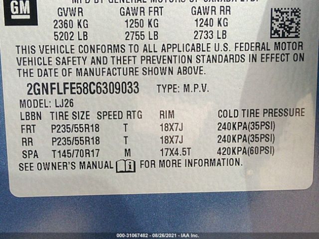 Photo 8 VIN: 2GNFLFE58C6309033 - CHEVROLET EQUINOX 