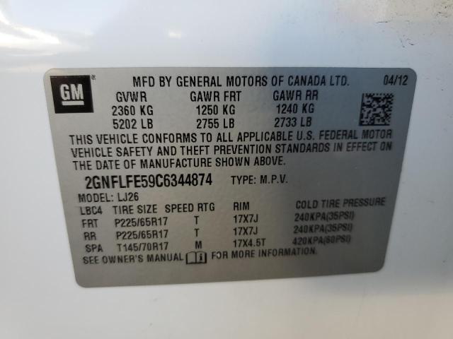 Photo 9 VIN: 2GNFLFE59C6344874 - CHEVROLET EQUINOX LT 