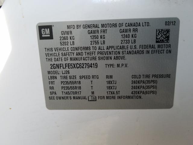 Photo 9 VIN: 2GNFLFE5XC6279419 - CHEVROLET EQUINOX LT 