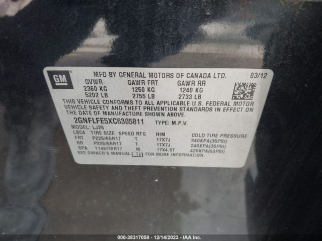 Photo 8 VIN: 2GNFLFE5XC6305811 - CHEVROLET EQUINOX 