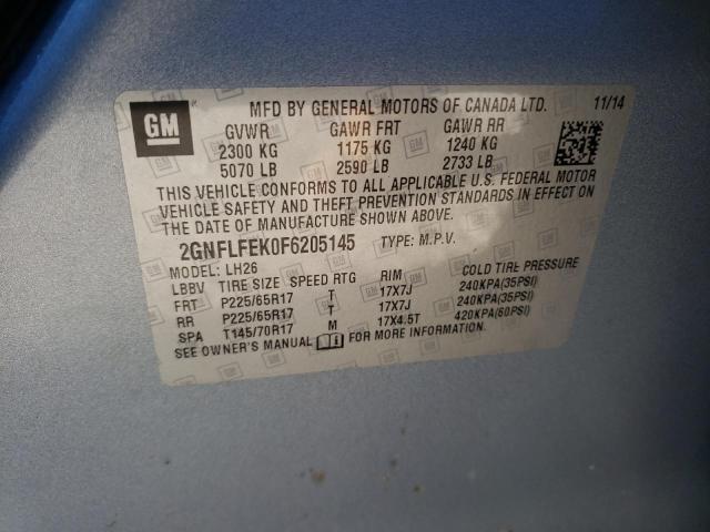 Photo 9 VIN: 2GNFLFEK0F6205145 - CHEVROLET EQUINOX LT 