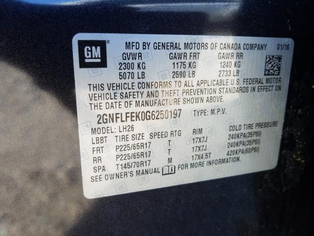 Photo 9 VIN: 2GNFLFEK0G6250197 - CHEVROLET EQUINOX LT 