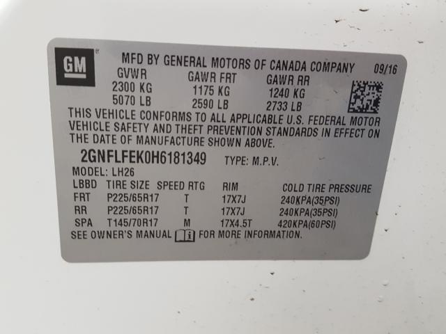 Photo 9 VIN: 2GNFLFEK0H6181349 - CHEVROLET EQUINOX LT 