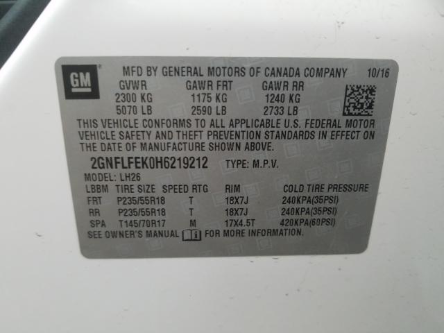 Photo 9 VIN: 2GNFLFEK0H6219212 - CHEVROLET EQUINOX LT 