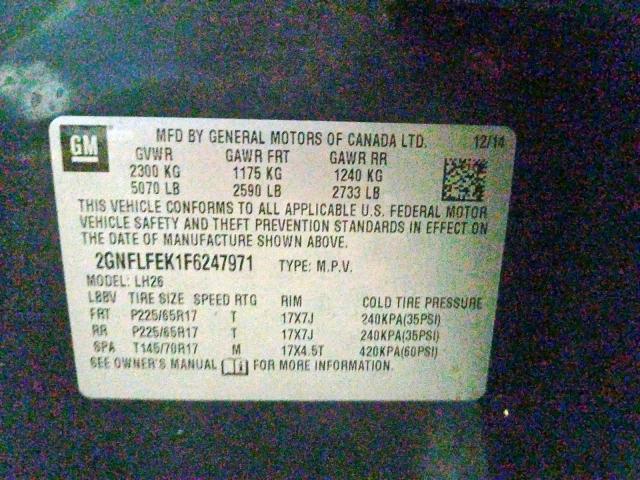 Photo 9 VIN: 2GNFLFEK1F6247971 - CHEVROLET EQUINOX LT 