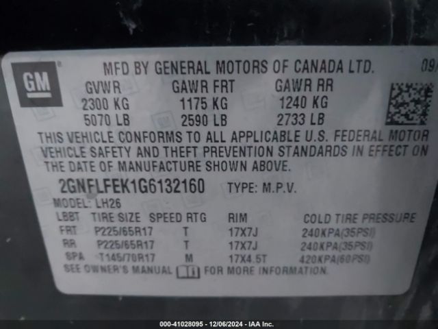 Photo 8 VIN: 2GNFLFEK1G6132160 - CHEVROLET EQUINOX 