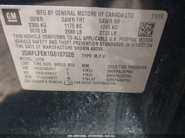 Photo 8 VIN: 2GNFLFEK1G6187028 - CHEVROLET EQUINOX 