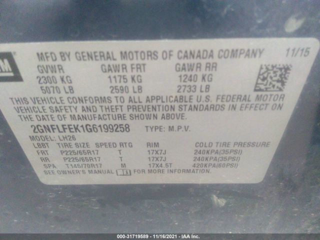 Photo 8 VIN: 2GNFLFEK1G6199258 - CHEVROLET EQUINOX 