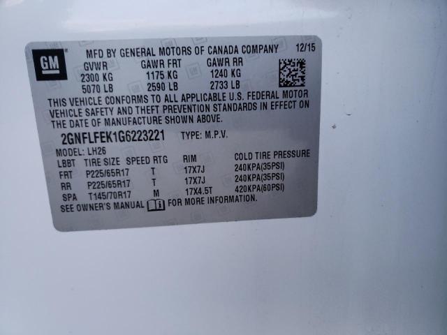 Photo 9 VIN: 2GNFLFEK1G6223221 - CHEVROLET EQUINOX LT 