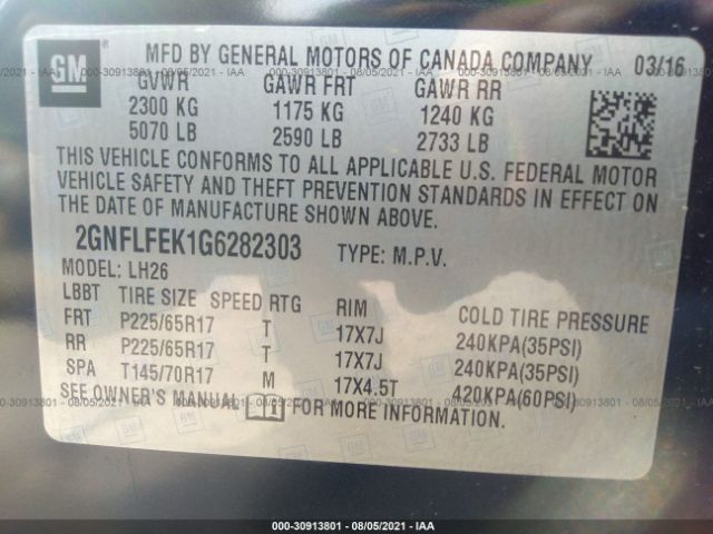 Photo 8 VIN: 2GNFLFEK1G6282303 - CHEVROLET EQUINOX 