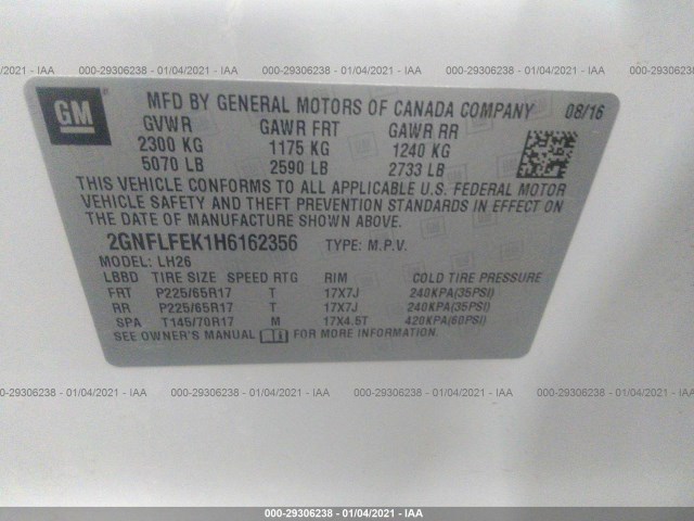 Photo 8 VIN: 2GNFLFEK1H6162356 - CHEVROLET EQUINOX 