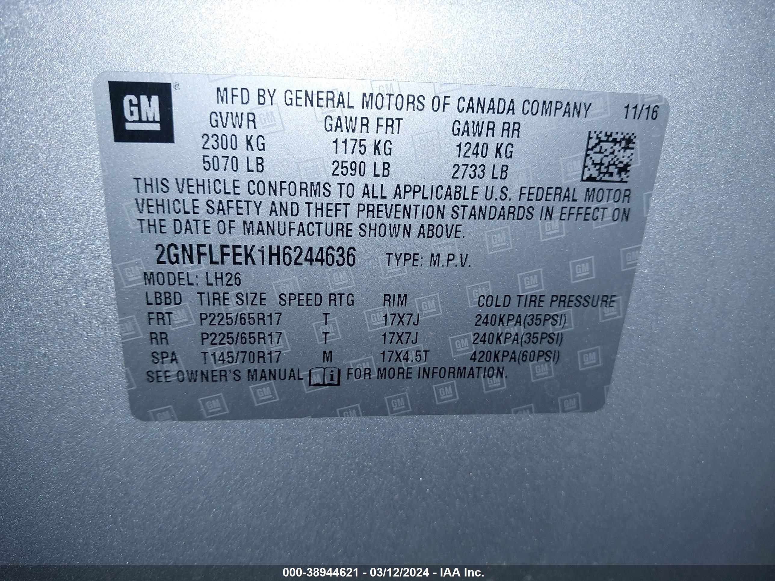 Photo 8 VIN: 2GNFLFEK1H6244636 - CHEVROLET EQUINOX 