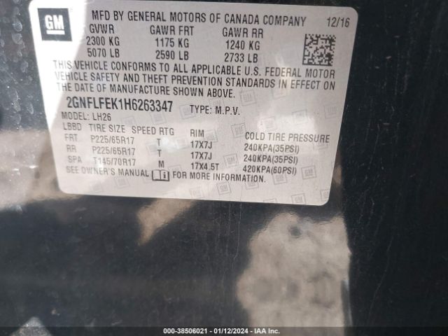 Photo 8 VIN: 2GNFLFEK1H6263347 - CHEVROLET EQUINOX 