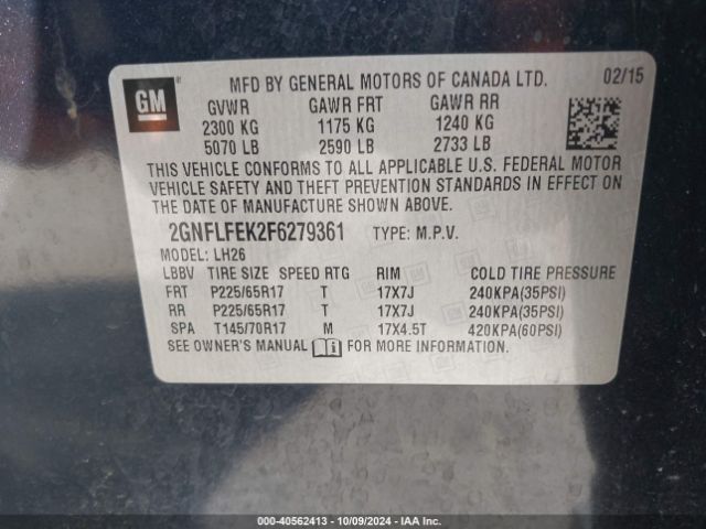 Photo 8 VIN: 2GNFLFEK2F6279361 - CHEVROLET EQUINOX 