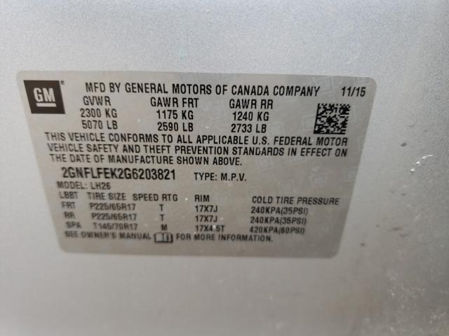 Photo 9 VIN: 2GNFLFEK2G6203821 - CHEVROLET EQUINOX LS 