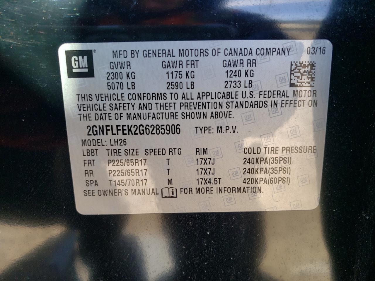 Photo 12 VIN: 2GNFLFEK2G6285906 - CHEVROLET EQUINOX 