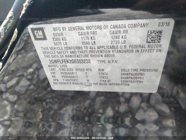 Photo 8 VIN: 2GNFLFEK2G6303238 - CHEVROLET EQUINOX 