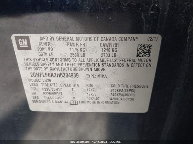 Photo 8 VIN: 2GNFLFEK2H6304939 - CHEVROLET EQUINOX 