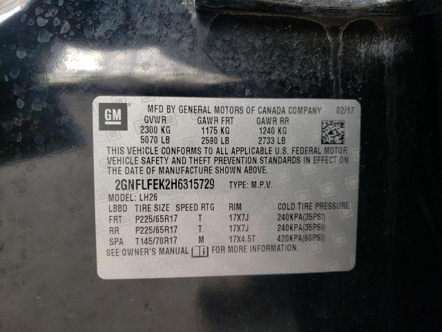 Photo 9 VIN: 2GNFLFEK2H6315729 - CHEVROLET EQUINOX LT 