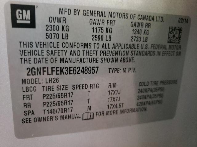 Photo 9 VIN: 2GNFLFEK3E6248957 - CHEVROLET EQUINOX LT 