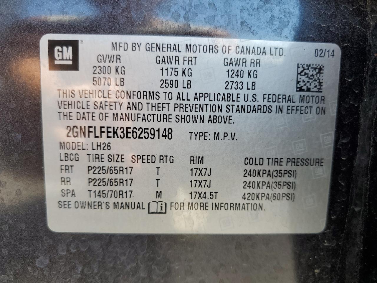 Photo 13 VIN: 2GNFLFEK3E6259148 - CHEVROLET EQUINOX 