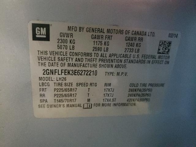 Photo 9 VIN: 2GNFLFEK3E6272210 - CHEVROLET EQUINOX LT 