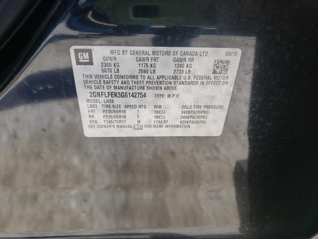 Photo 9 VIN: 2GNFLFEK3G6142754 - CHEVROLET EQUINOX LT 