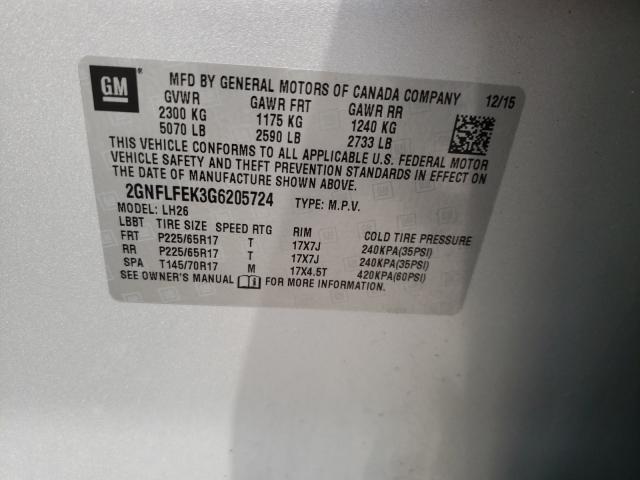 Photo 9 VIN: 2GNFLFEK3G6205724 - CHEVROLET EQUINOX LT 