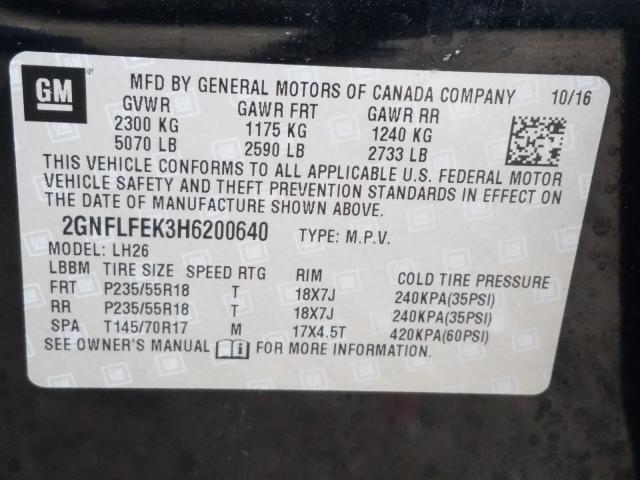 Photo 9 VIN: 2GNFLFEK3H6200640 - CHEVROLET EQUINOX LT 