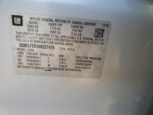 Photo 9 VIN: 2GNFLFEK3H6227479 - CHEVROLET EQUINOX LT 