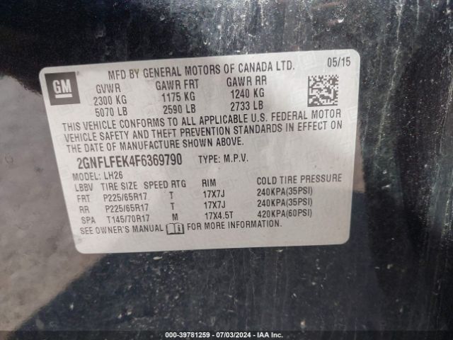 Photo 8 VIN: 2GNFLFEK4F6369790 - CHEVROLET EQUINOX 