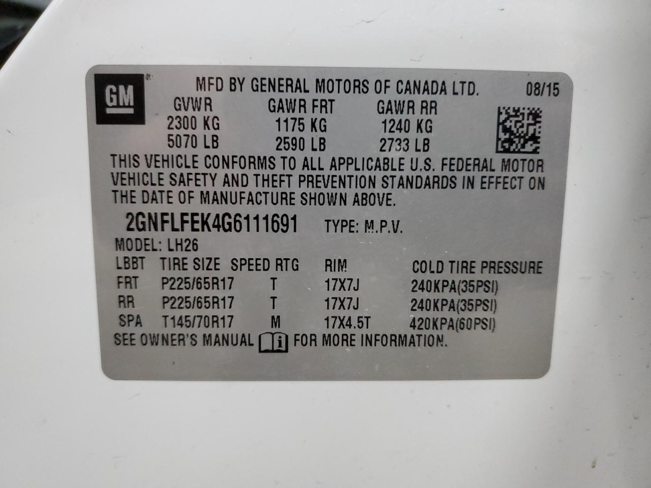 Photo 12 VIN: 2GNFLFEK4G6111691 - CHEVROLET EQUINOX 